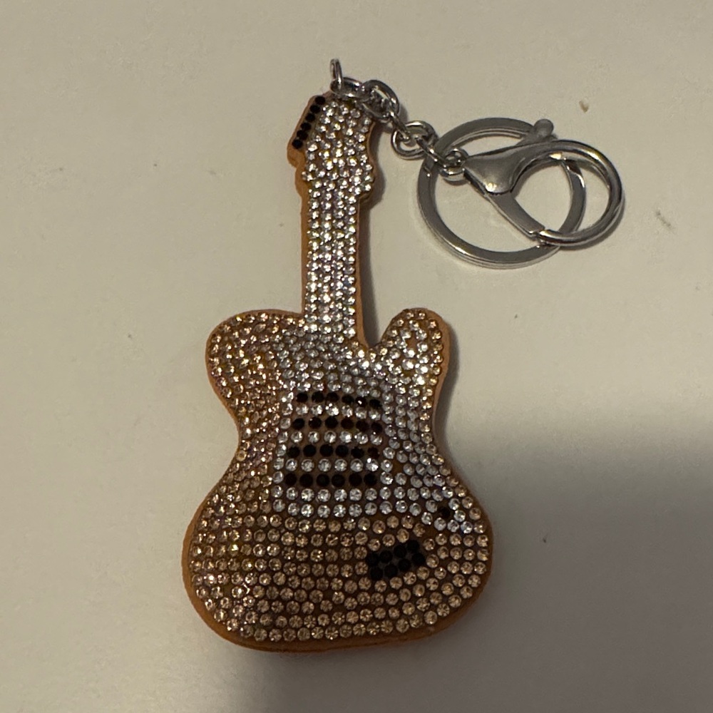 Crystal Guitar Keychain Accessory